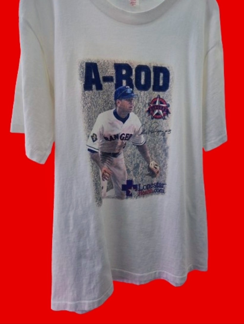 π£ Vintage Y2K A-RodβΎ Alex Rodridguez Texasπ Rangers White Graphic Tee Size XL - Picture 2 of 4